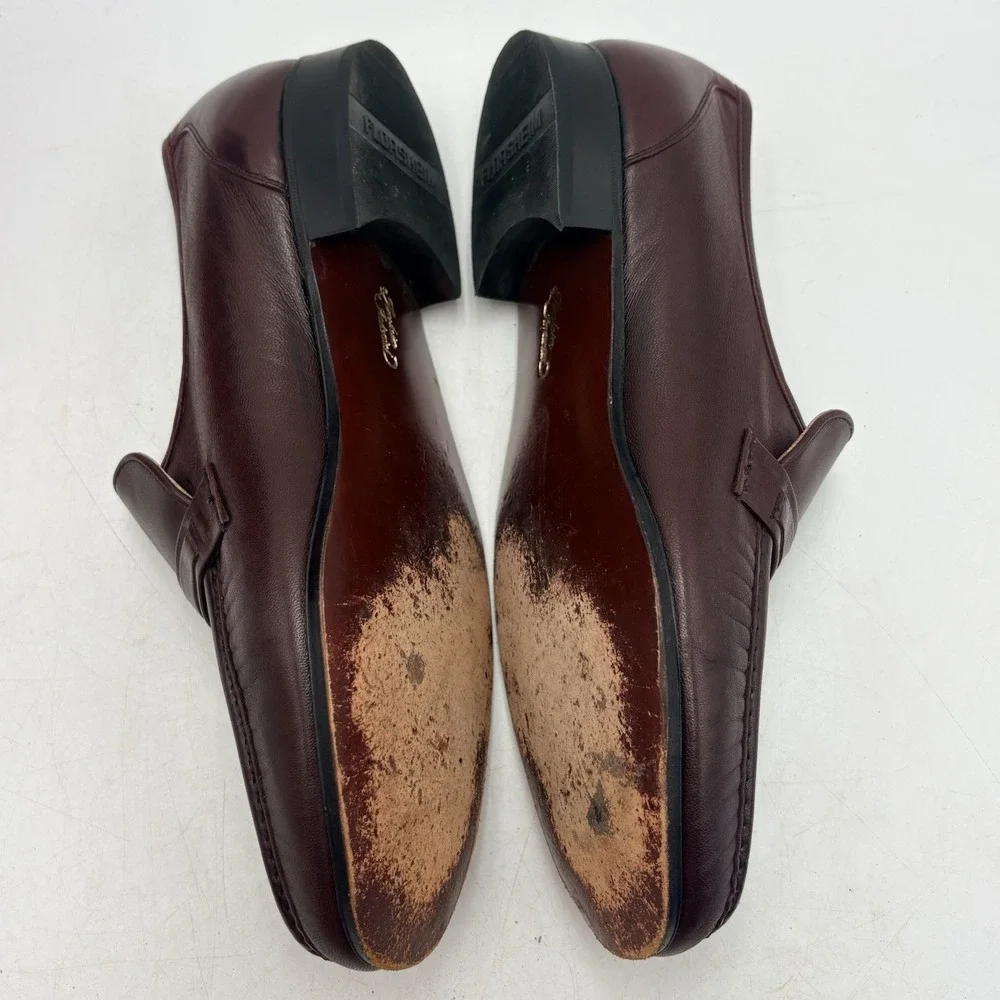 VTG Florsheim Imperial Loafers 11 D Burgundy Leather USA Dress Shoes Horsebit